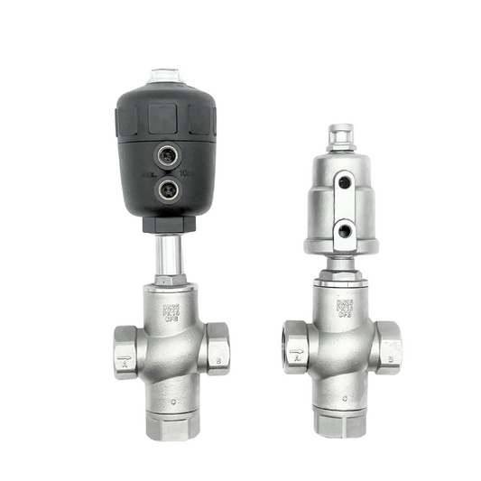 3-WAY PNUEMATIC ANGLE SEAT VALVE (THREAD)