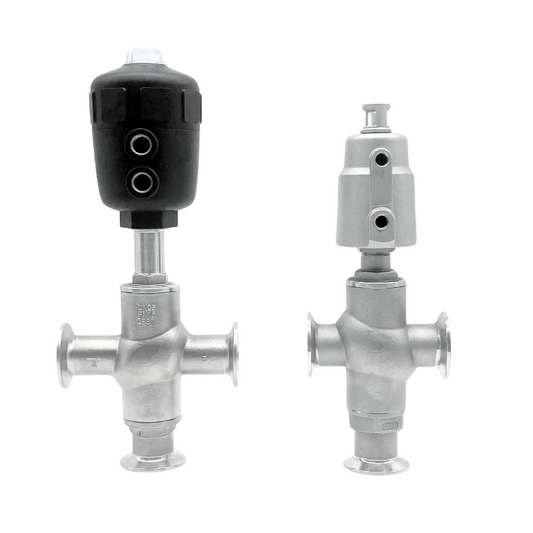 3-WAY PNUEMATIC ANGLE SEAT VALVE (CLAMP)