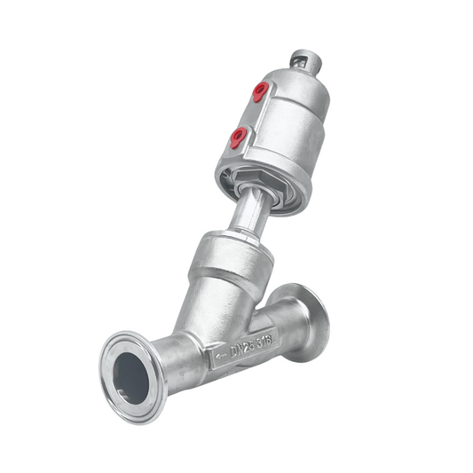 CLAMP PNUEMATIC ANGLE SEAT VALVE (Stainless Steel Actuator)